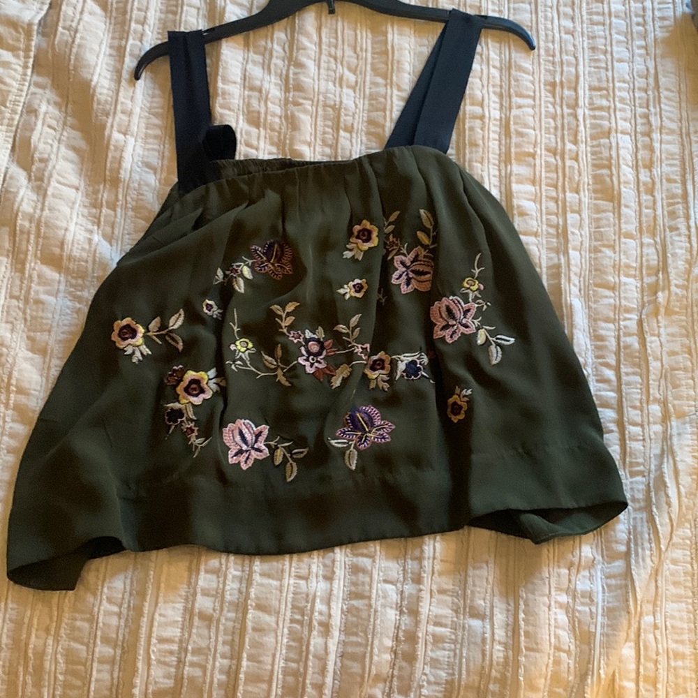 Green Anthropologie billowy tank